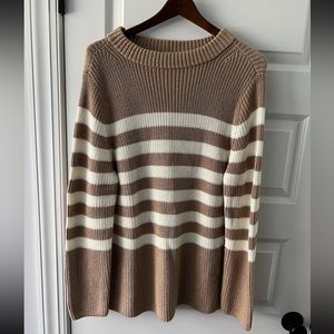 Talbots Brown and Cream Striped Sweater